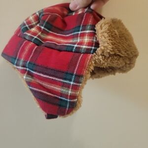 NWT Carter's Plaid Red & Brown Faux Fur Lined Winter Hat